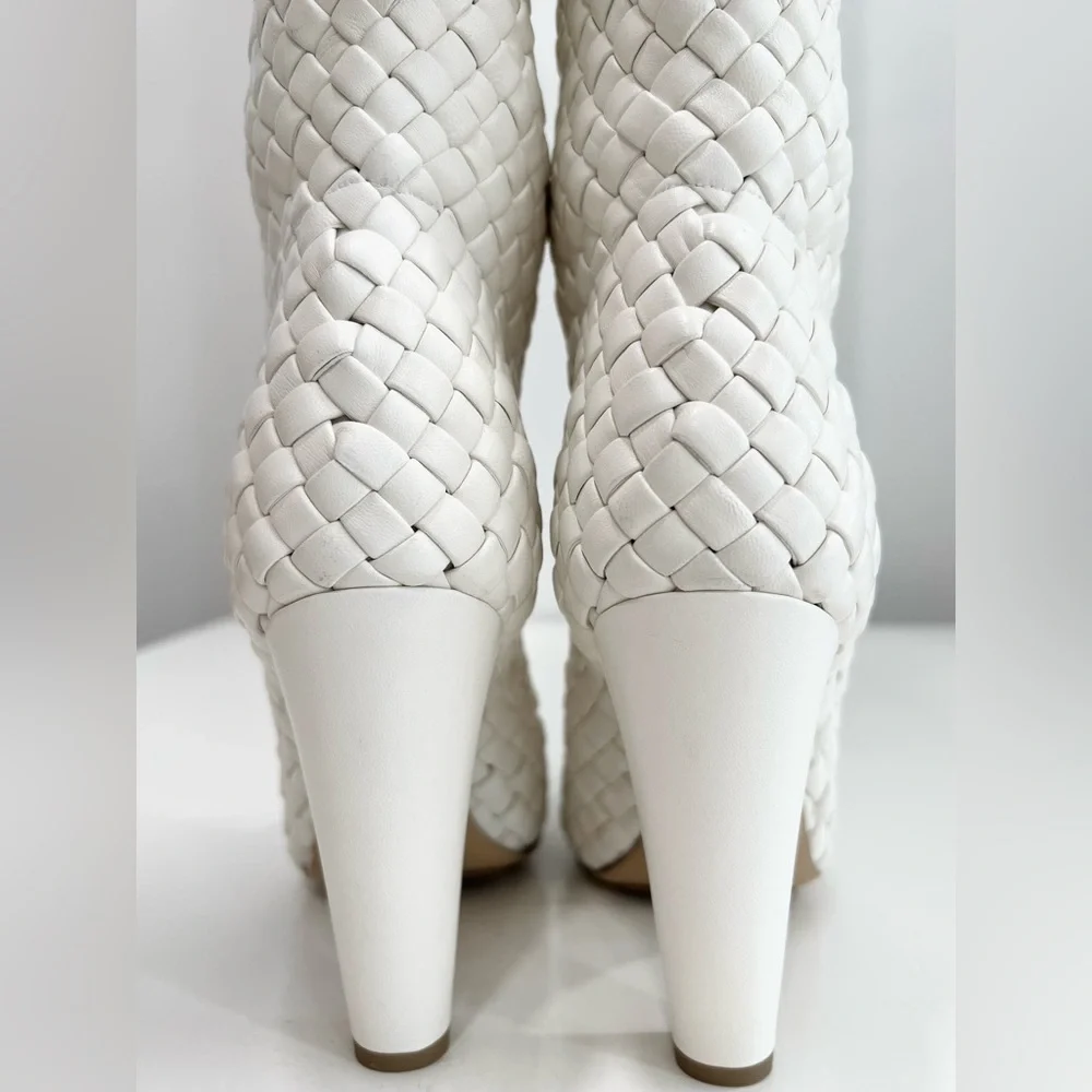 Bottega Veneta Canalazzo Woven Leather Over-the-Knee Intrecciato Boots